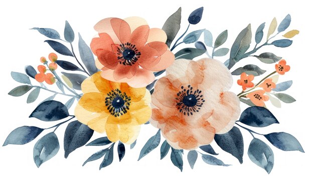 Belos arranjos florais a aquarela
