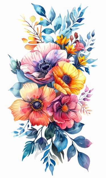 Belos arranjos florais a aquarela