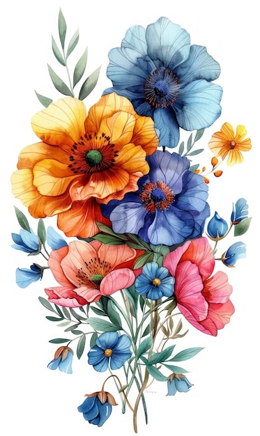 Belos arranjos florais a aquarela