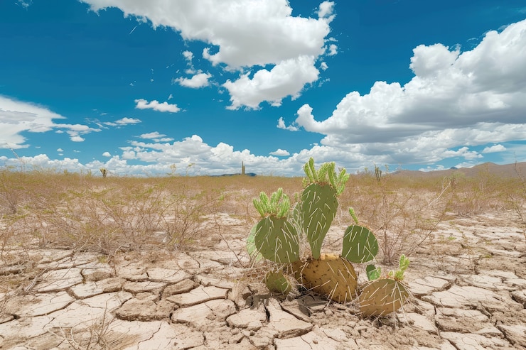 Foto grátis belos cactos com paisagens desérticas