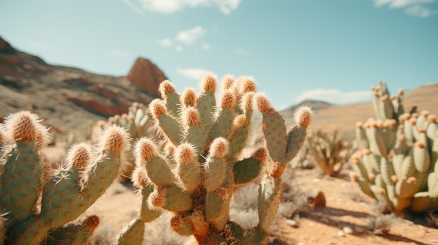 Foto grátis belos cactos com paisagens desérticas