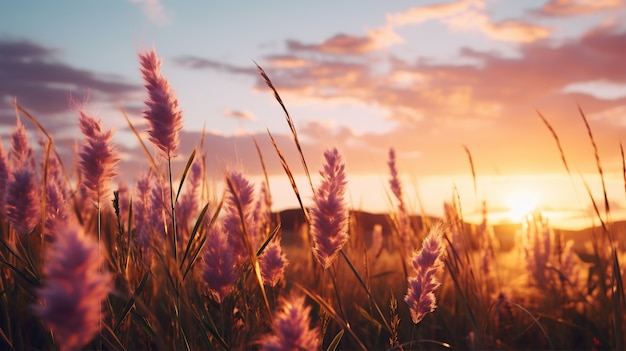 Belos campos de flores florescentes na primavera