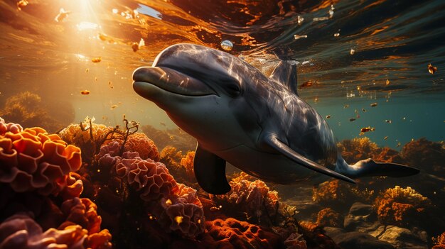 Belos golfinhos de fundo exótico
