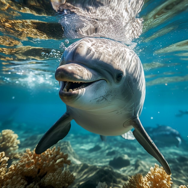 Foto grátis belos golfinhos de fundo exótico