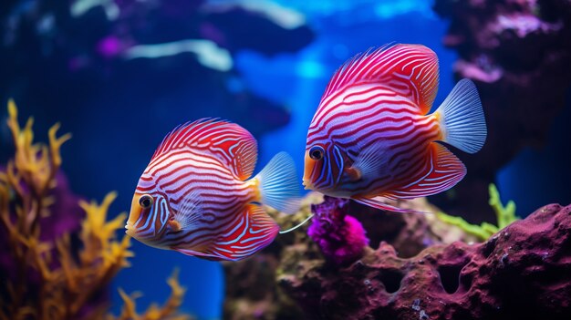 Belos peixes coloridos exóticos