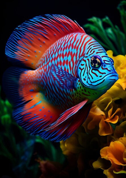 Belos peixes coloridos exóticos