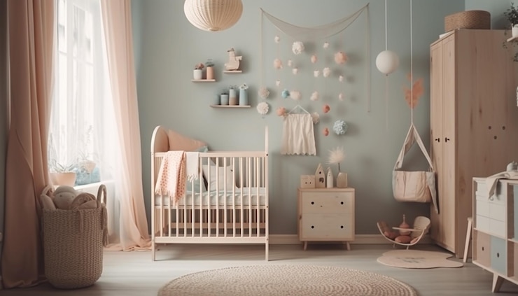 Foto grátis berçário moderno e aconchegante com decoração fofa de pelúcia gerada por ia