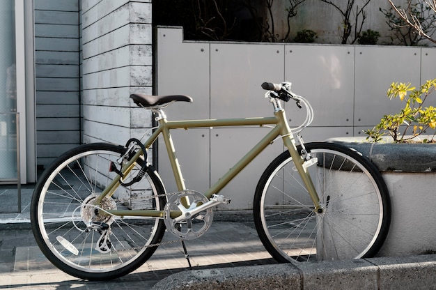 Bicicleta ao ar livre com planta