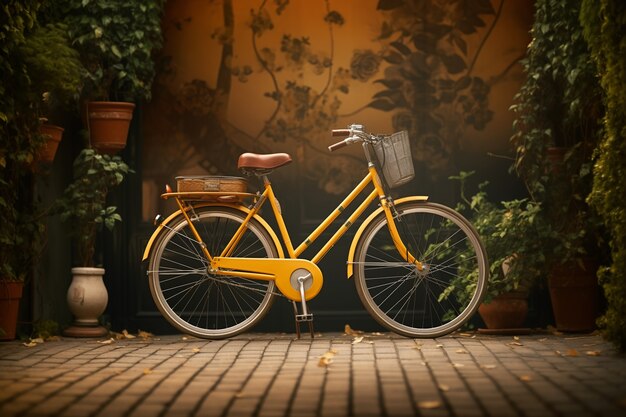 Bicicleta retrô ao lado da entrada