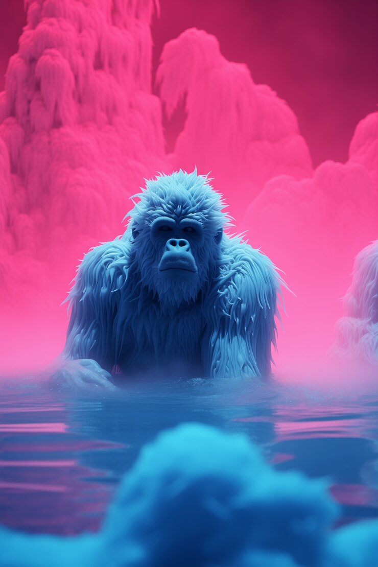 Foto grátis bigfoot representado em brilho de néon