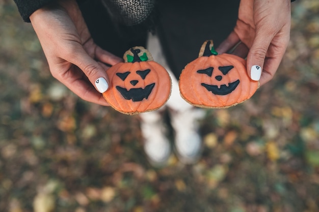 Foto grátis biscoitos de abóbora de halloween