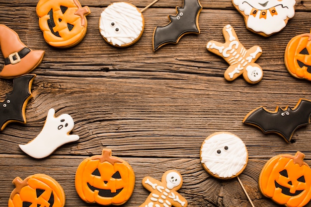 Biscoitos de abóbora e fantasmas de Halloween