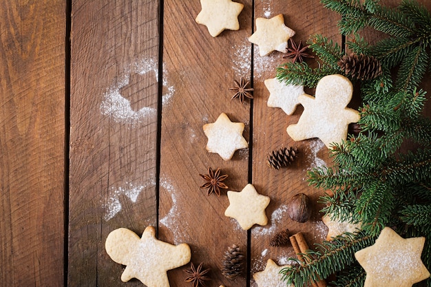 Biscoitos de Natal e enfeites de Natal