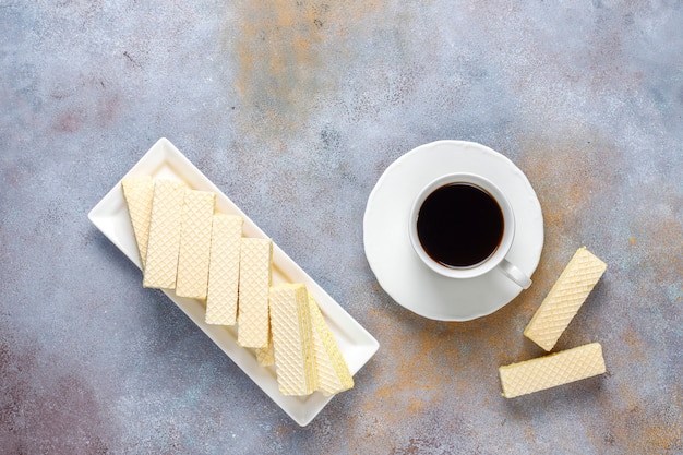 Biscoitos de wafer doce frescos.