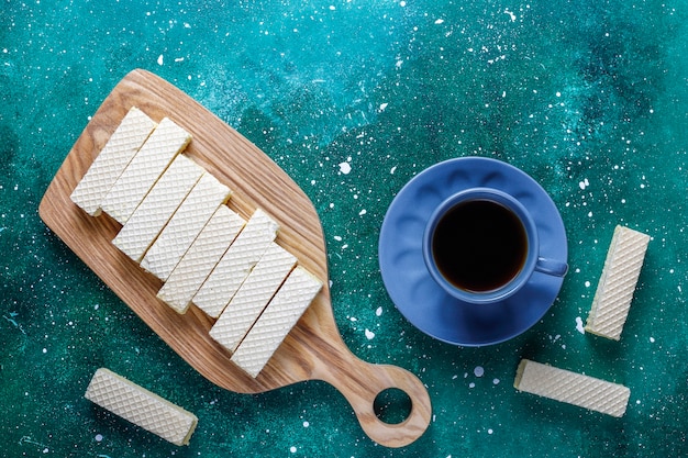 Biscoitos de wafer doce frescos.