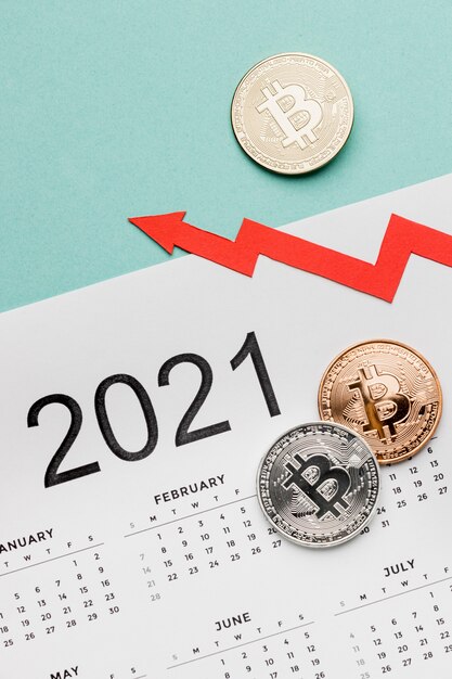 Bitcoins na variedade de calendários de 2021