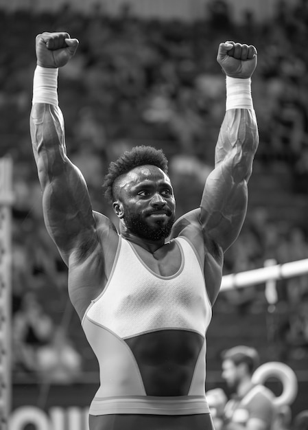 Foto grátis black and white portrait of athlete participating in the olympic championship sports