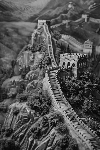 Foto grátis black and white scene of the great wall of china