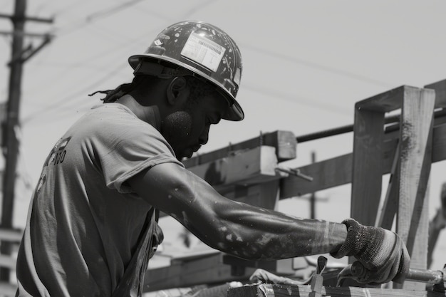 Foto grátis black and white scene showcasing the life of construction workers on the site