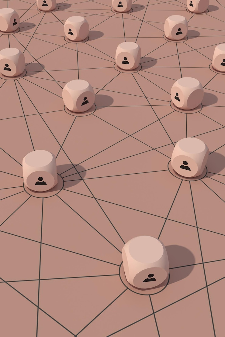 Foto grátis blocos conectados com pessoas ícones rede de recrutamento recursos humanos e conceito de blockchain