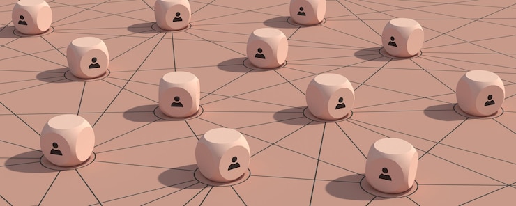 Foto grátis blocos conectados com pessoas ícones rede de recrutamento recursos humanos e conceito de blockchain