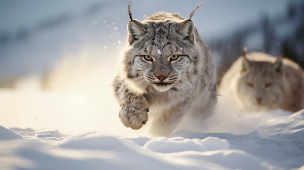 Foto grátis bobcat na temporada de inverno da natureza