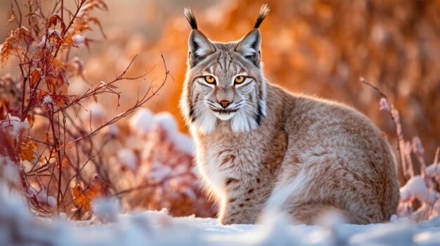 Foto grátis bobcat na temporada de inverno da natureza