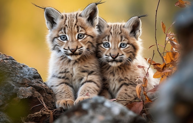 Foto grátis bobcat na temporada de outono de natureza