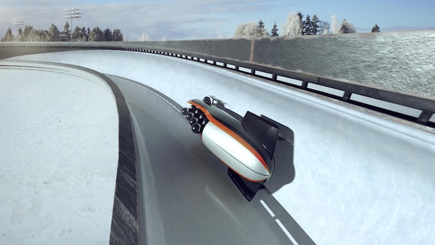 Bobsleigh esporte renderização ilustração 3d