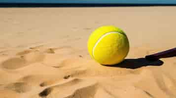 Foto grátis bola de tênis em superfície arenosa com a sombra da raquete representando esportes ao ar livre em formato de bandeira