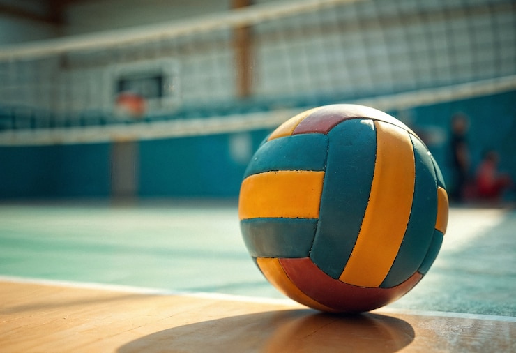Foto grátis bola desportiva no chão em ambientes fechados