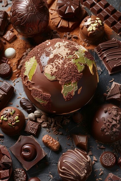 Bola do mundo da fantasia de chocolate