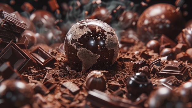 Foto grátis bola do mundo da fantasia de chocolate