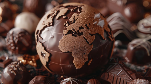 Foto grátis bola mundial para a celebração do dia do chocolate