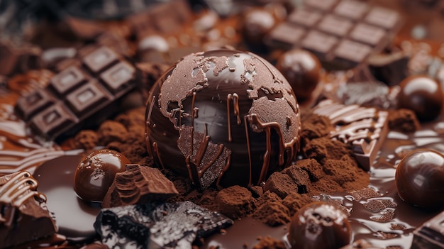 Foto grátis bola mundial para a celebração do dia do chocolate