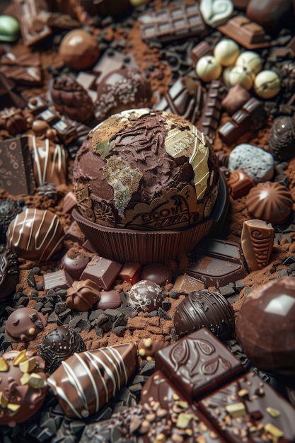 Foto grátis bola mundial para a celebração do dia do chocolate