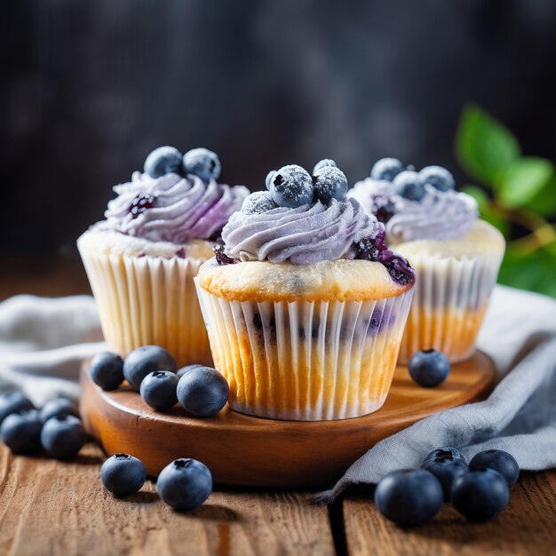 bolinhos deliciosos com blueberries