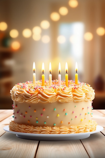 Bolo de aniversário delicioso com velas