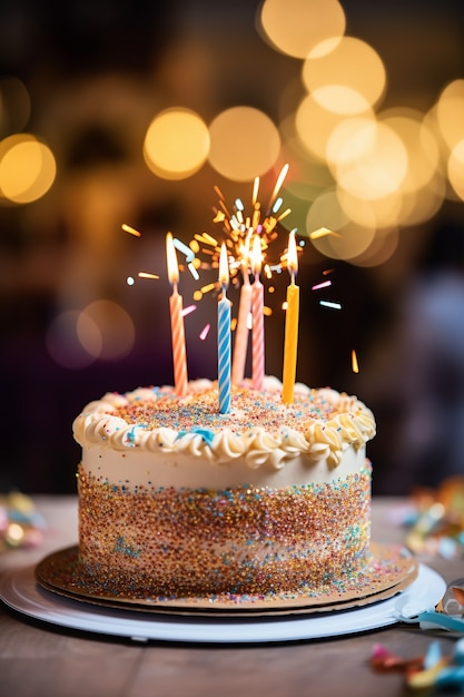 Foto grátis bolo de aniversário delicioso com velas