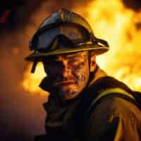 Foto grátis bombeiro de tiro médio tentando apagar um incêndio