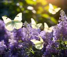 Foto grátis borboletas brancas em flor