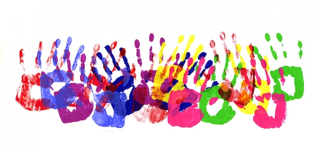 Borda multicolorida de handprints