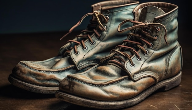 Foto grátis bota de couro velha com cadarço desfeito gerado por ia