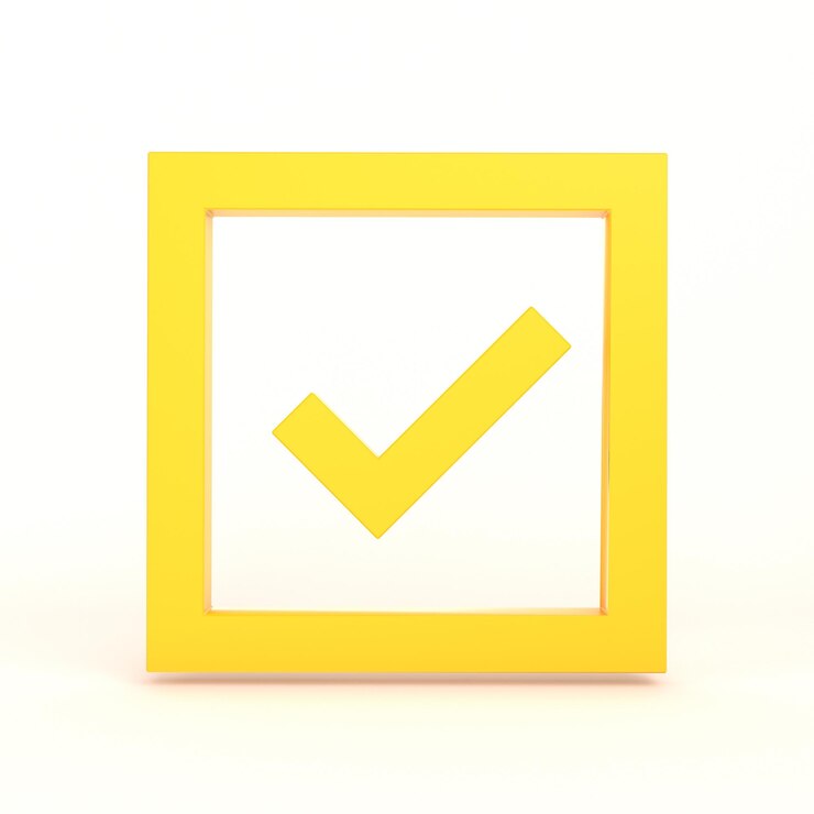 Foto grátis botão frontal com marca de verificação com fundo branco