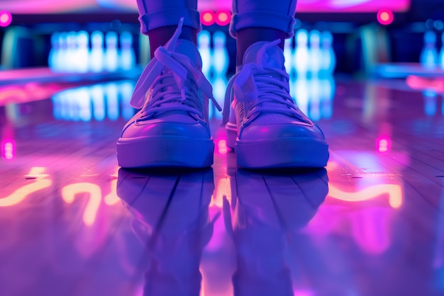 Bowlingue com luzes de néon