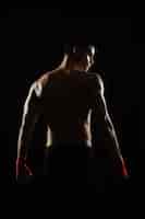 Foto grátis boxer masculino posando suas costas poderosas