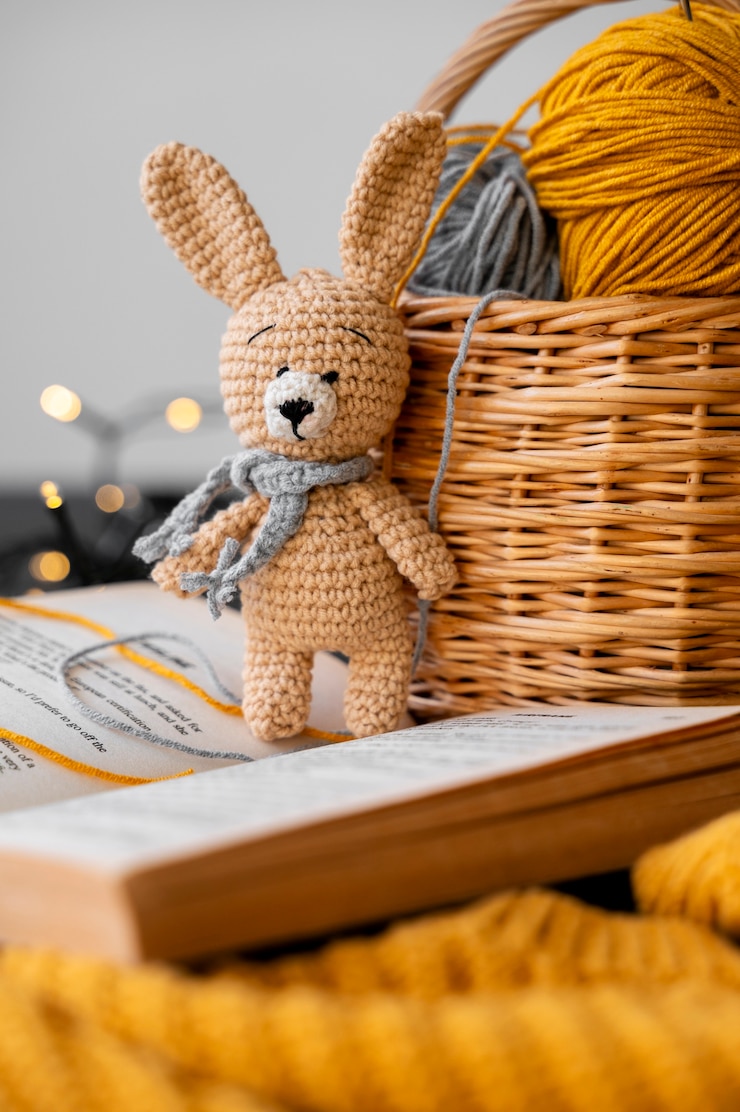 Foto grátis brinquedo de pelúcia bonito feito de crochê