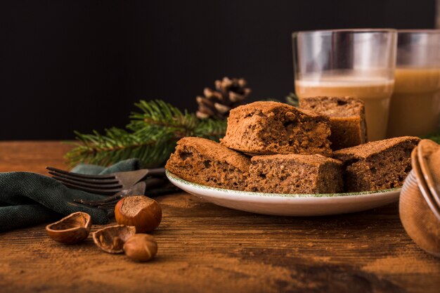 Brownies saborosos com castanhas