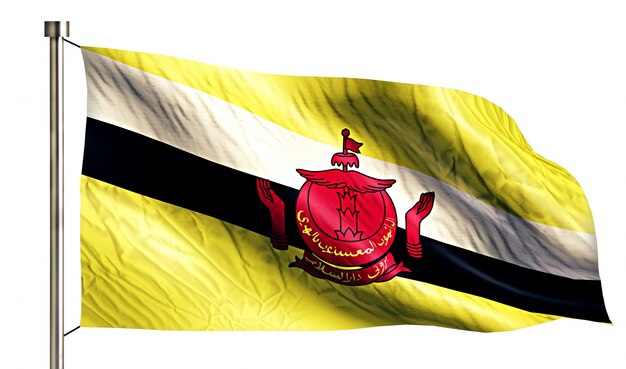 Brunei National Flag Isolated 3D Fundo Branco