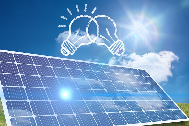 Foto grátis bubls desenhados e um painel solar